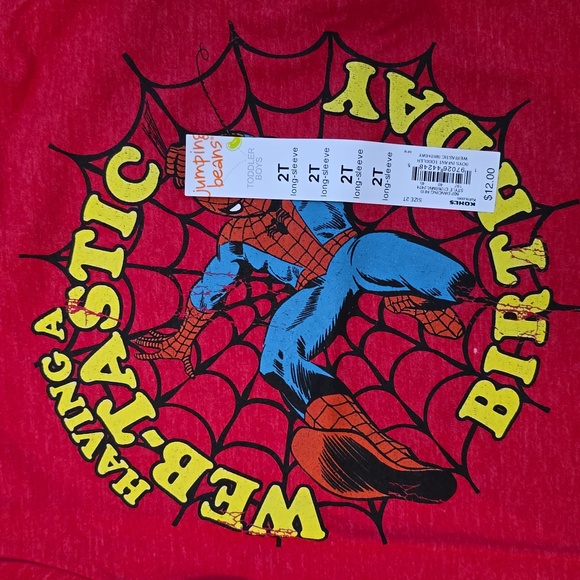 JUMPING BEANS TODDLER BOYS RED SPIDERMAN LONG SLEEVE TEE SIZE 2T - Picture 4 of 4